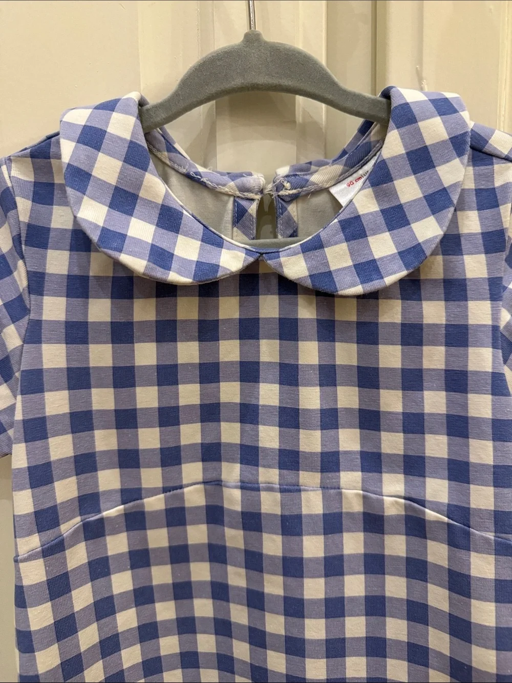 Hanna Andersson Blue and White Gingham Checked Peter Collar Dress